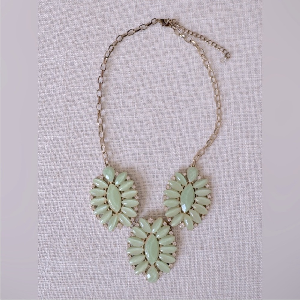Gemstone Beaded Gold Statement Necklace Turquoise Mint Green Tribal Tropical